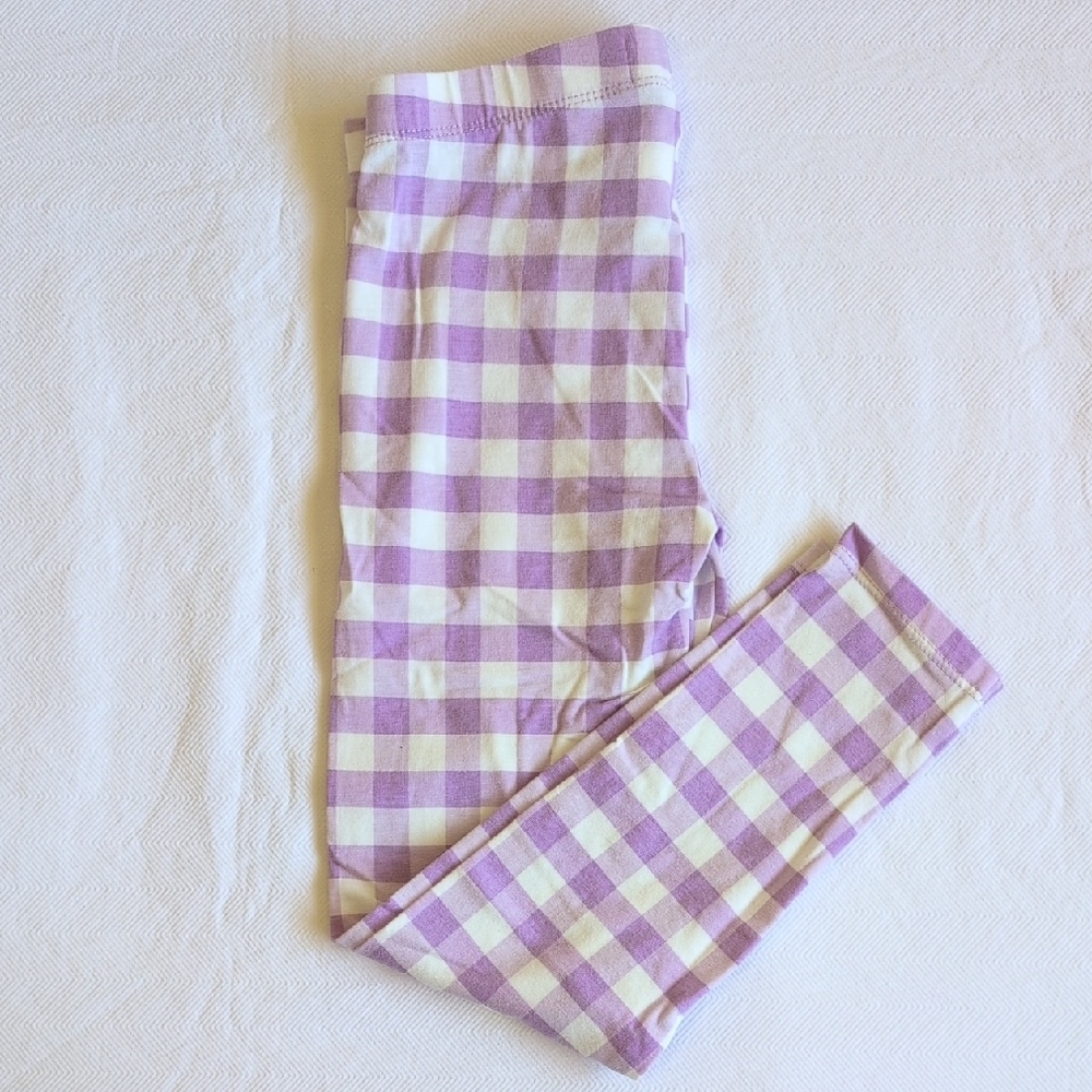 epic threads purple & white gingham print leggings girls size 5